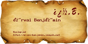 Árvai Benjámin névjegykártya