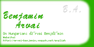 benjamin arvai business card